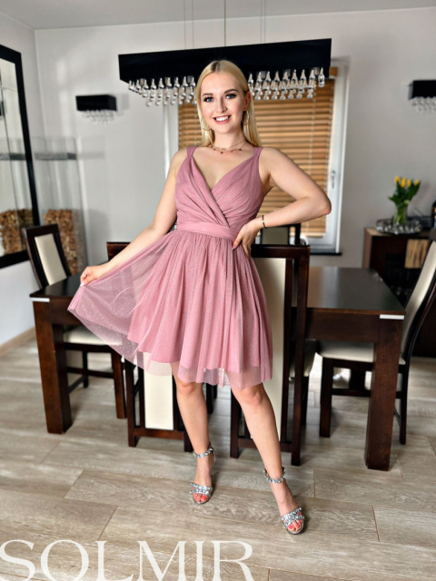 Sukienka DONNA mini pudrowy róż Sukienka DONNA mini pudrowy róż