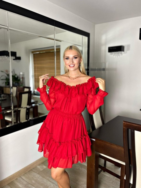 Sukienka LIME rękaw czerwień