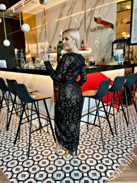 Sukienka NICOLE czerń z beżem Sukienka NICOLE czerń z beżem