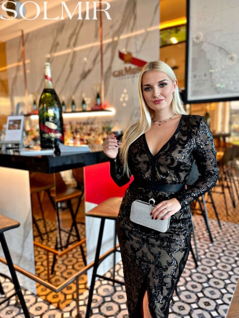 Sukienka NICOLE czerń z beżem Sukienka NICOLE czerń z beżem