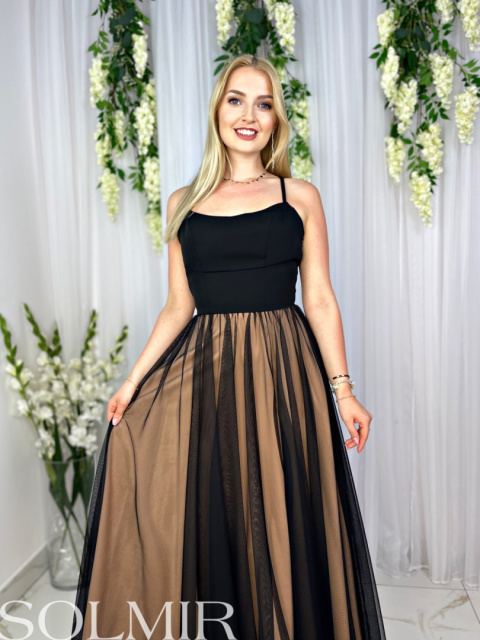 Sukienka ANGELIKA MAXI czerń z beżem Sukienka ANGELIKA MAXI czerń z beżem