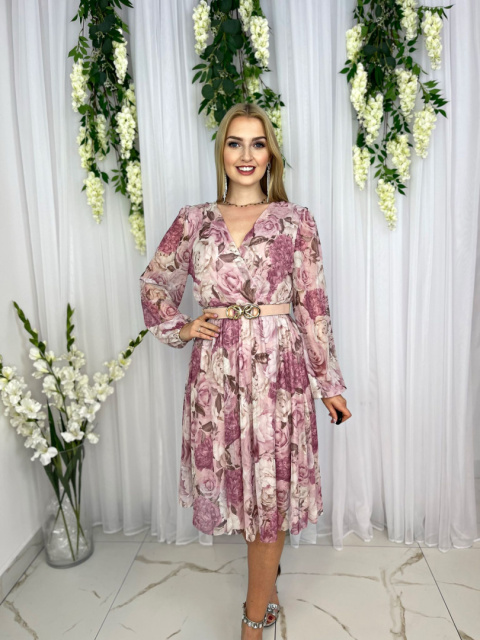 Sukienka BARI print wrzosowe kwiaty Sukienka BARI print wrzosowe kwiaty