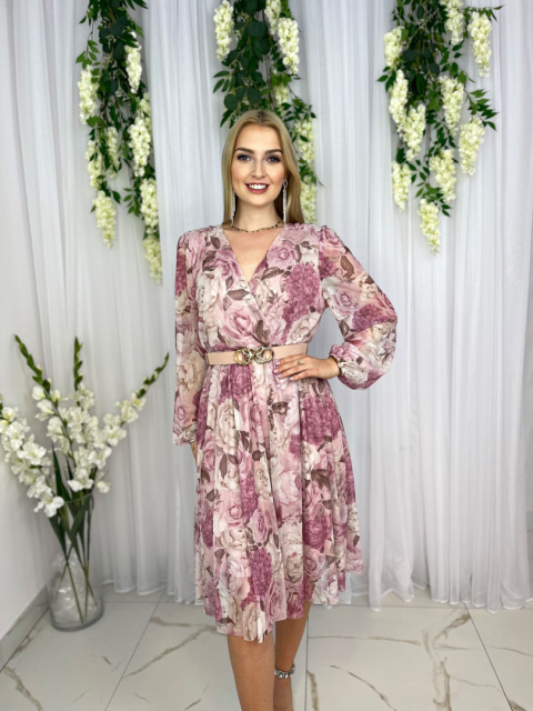 Sukienka BARI print wrzosowe kwiaty Sukienka BARI print wrzosowe kwiaty