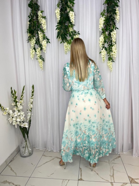 Sukienka BASIA print miętowe kwiaty Sukienka BASIA print miętowe kwiaty