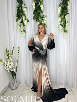 Sukienka premium SINEM ombre beż z czernią
