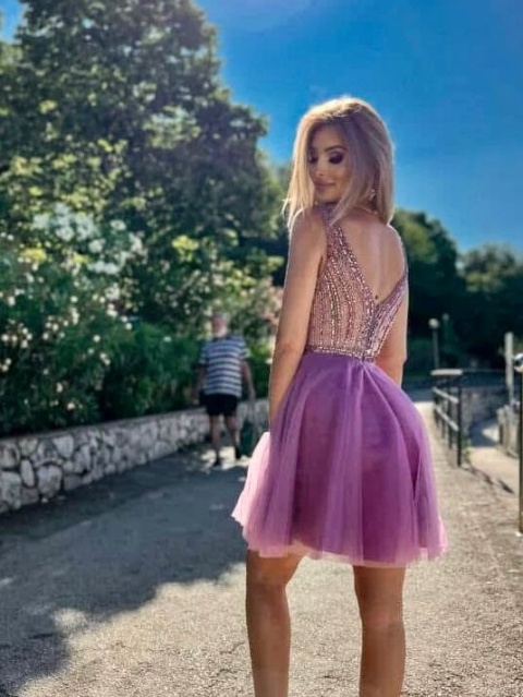 Sukienka MAYBA MINI wrzosowy róż Sukienka MAYBA MINI wrzosowy róż