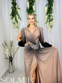 Sukienka premium SINEM ombre brąz z czernią