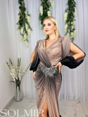 Sukienka premium SINEM ombre brąz z czernią