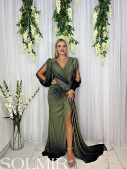 Sukienka premium SINEM ombre zieleń z czernią