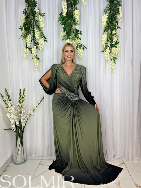 Sukienka premium SINEM ombre zieleń z czernią Sukienka premium SINEM ombre zieleń z czernią