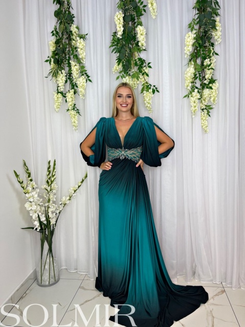 Sukienka premium WILDIA ombre turkus z czernią Sukienka premium WILDIA ombre turkus z czernią