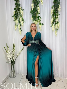 Sukienka premium WILDIA ombre turkus z czernią