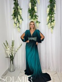 Sukienka premium WILDIA ombre turkus z czernią