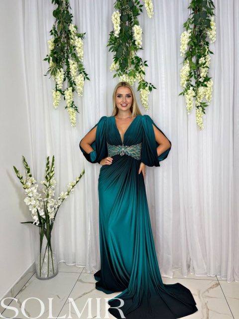 Sukienka premium WILDIA ombre turkus z czernią Sukienka premium WILDIA ombre turkus z czernią