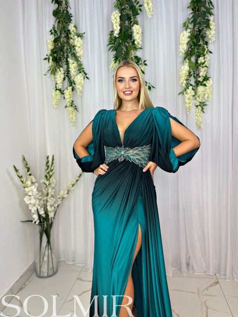 Sukienka premium WILDIA ombre turkus z czernią Sukienka premium WILDIA ombre turkus z czernią