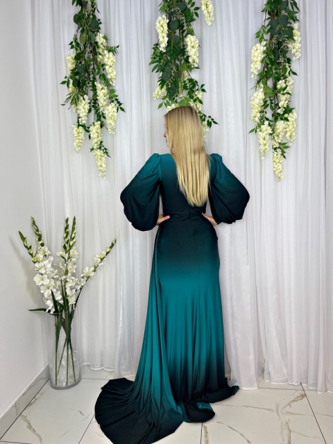 Sukienka premium WILDIA ombre turkus z czernią Sukienka premium WILDIA ombre turkus z czernią