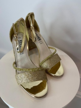 Sandały na słupku PARTY złoto