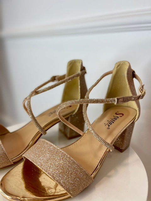 Sandały na słupku FLORIDA różowe złoto Sandały na słupku FLORIDA różowe złoto