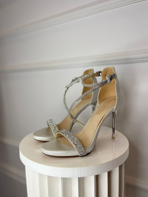 Sandały na szpilce MEX srebro Sandały na szpilce MEX srebro