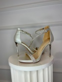 Sandały na szpilce MEX srebro Sandały na szpilce MEX srebro