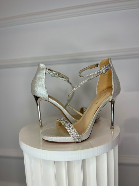 Sandały na szpilce MEX srebro Sandały na szpilce MEX srebro