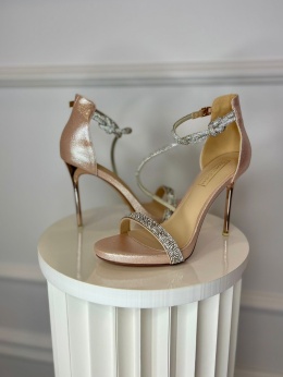 Sandały na szpilce MEX różowe srebro