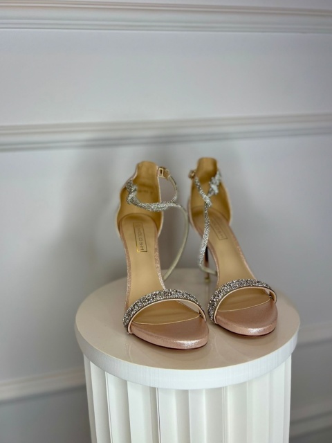 Sandały na szpilce MEX różowe srebro Sandały na szpilce MEX różowe srebro