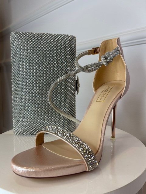 Sandały na szpilce MEX różowe srebro Sandały na szpilce MEX różowe srebro