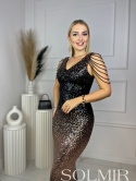 Sukienka ALAMANIA MAXI ombre czerń ze złotem