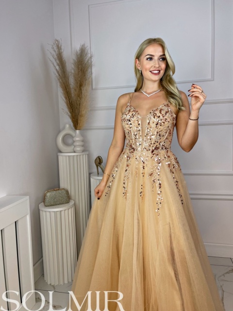 Sukienka MALEDIWA BIS złoto / beż