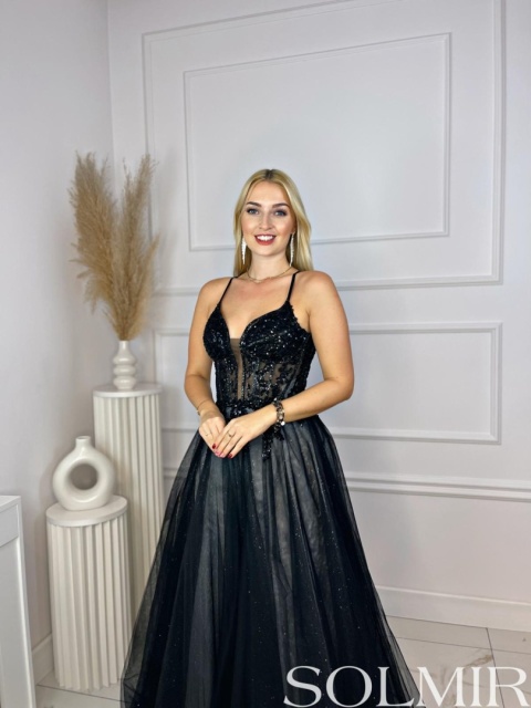 Sukienka MALEDIWA czerń ze srebrem