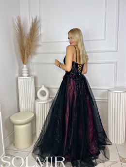 Sukienka PARADISE BIS czerń z bordo