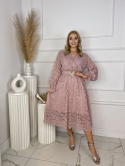 Sukienka GABI koronka pudrowy róż