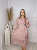 Sukienka GABI koronka pudrowy róż