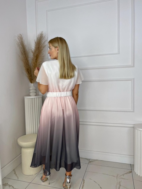 Sukienka KINGA ombre pudrowy róż z szarością