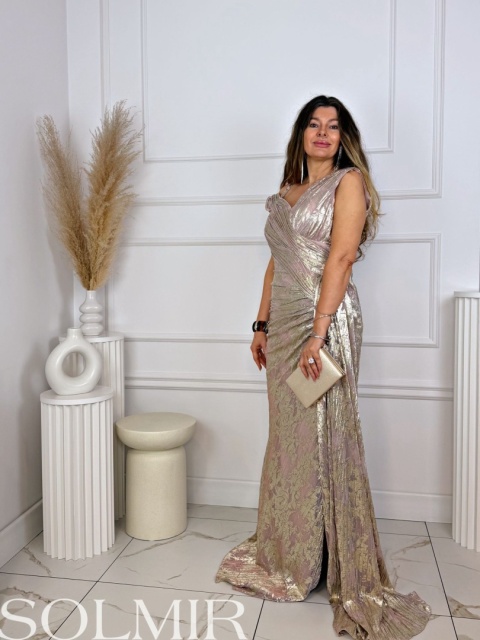 Sukienka premium CATALONIA pudrowy róż