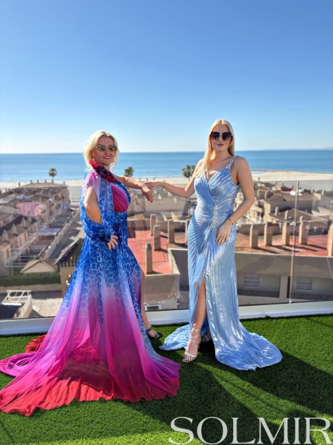 Sukienka premium MARIAM wzór fuksja/chaber