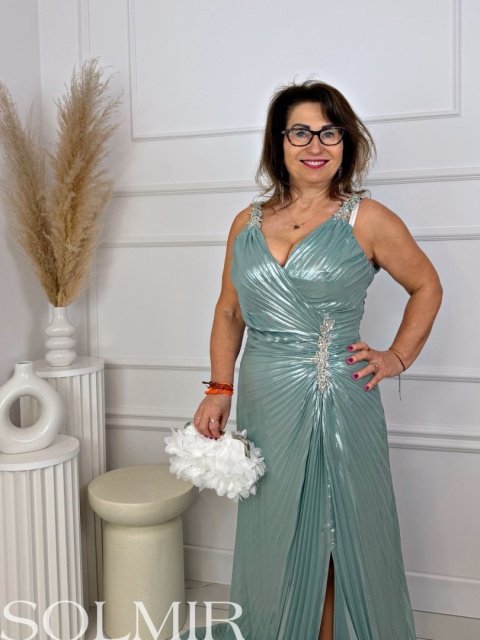 Sukienka premium ROCHER szałwia/mięta