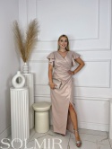 Sukienka ARIANA MAXI beż połysk