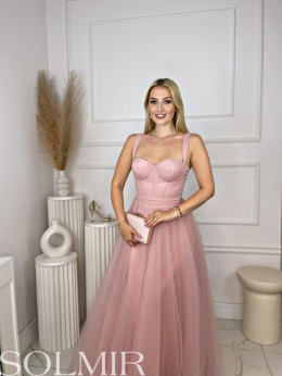Sukienka BALERINA MAXI pudrowy róż