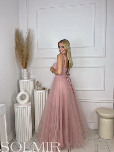 Sukienka BALERINA MAXI pudrowy róż