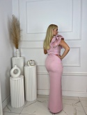 Sukienka FLEUR MAXI pudrowy róż