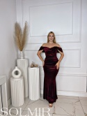 Sukienka MILLIE bordo welur / brokat