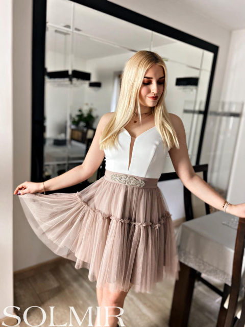 Sukienka DOLL biel z beżem Sukienka DOLL biel z beżem