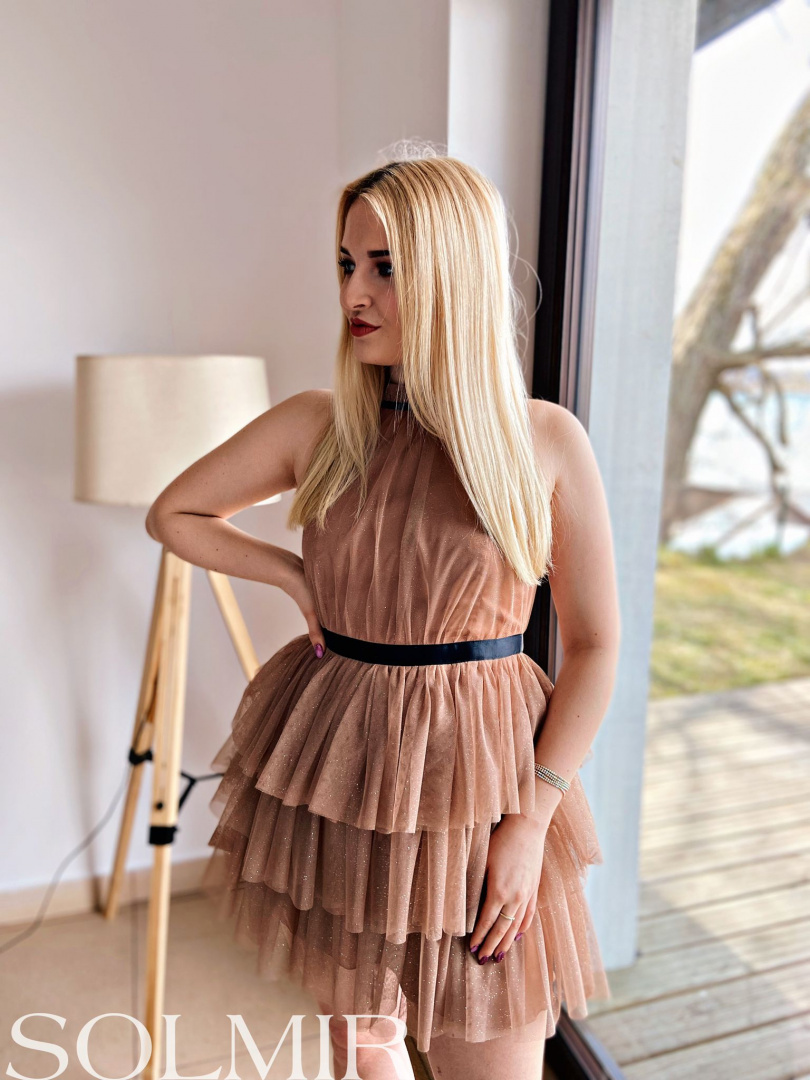 Sukienka NADIA beż w odceniu mokka Sukienka NADIA beż w odceniu mokka
