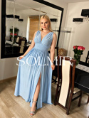 Sukienka VIRGINIA błękitna gładka