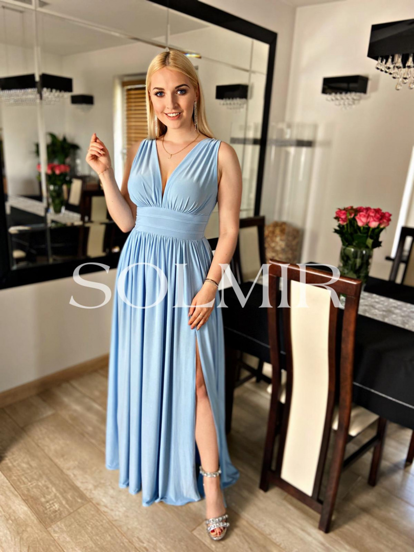 Sukienka VIRGINIA błękitna gładka Sukienka VIRGINIA błękitna gładka